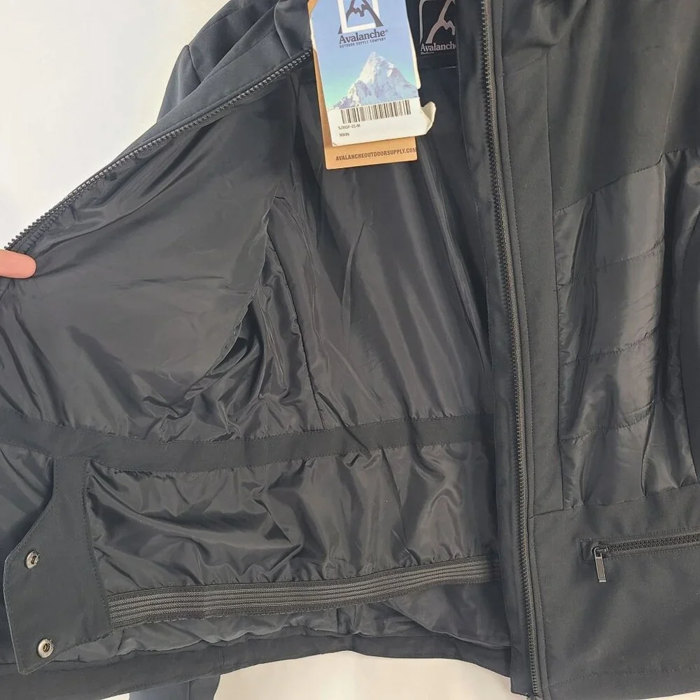 Avalanche Womens Water-Resistant Black Jacket With Hood & Ski Pass Pocket Sz M - Picture 9 of 11